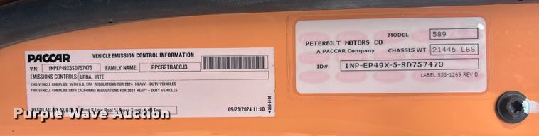 image for item YA1482 2025 Peterbilt 589 semi truck