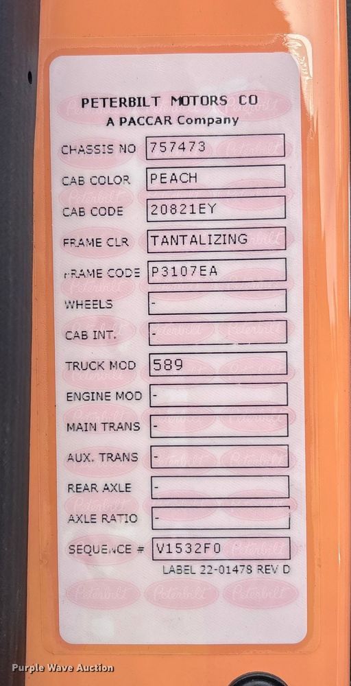 image for item YA1482 2025 Peterbilt 589 semi truck