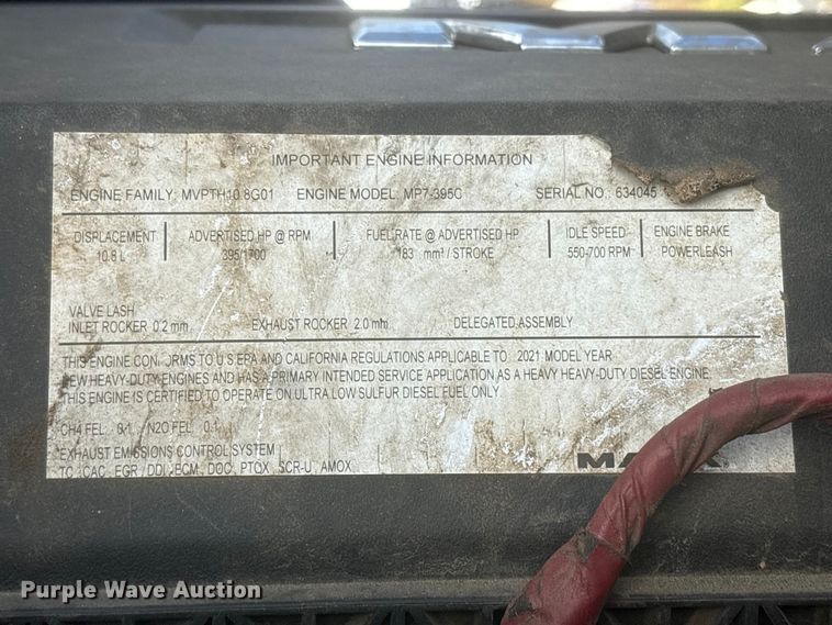 image for item YA1583 2022 Mack Granite crane truck