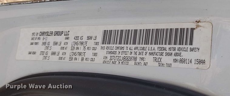 image for item BI9772 2011 Dodge Ram 2500HD Crew Cab pickup truck