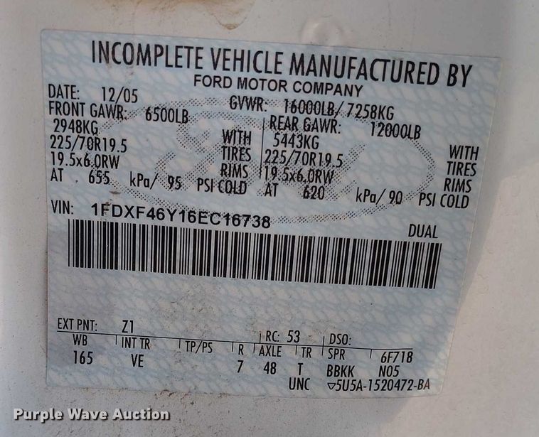 image for item BI9773 2006 Ford F450 Super Duty XL sewer rodder truck