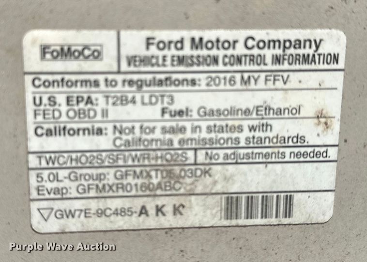 image for item DF8642 2016 Ford F150 XL SuperCab pickup truck