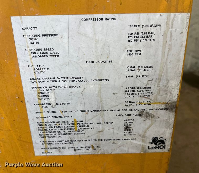 image for item DW4376 1996 Leroi air compressor