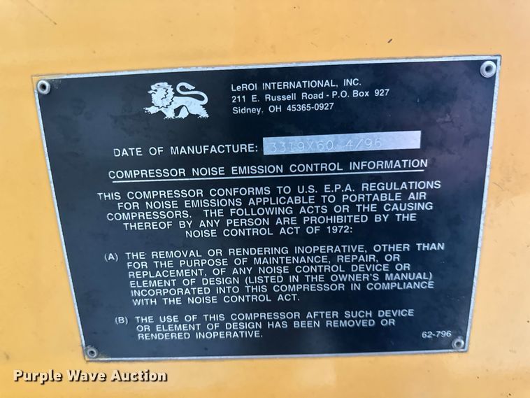 image for item DW4376 1996 Leroi air compressor