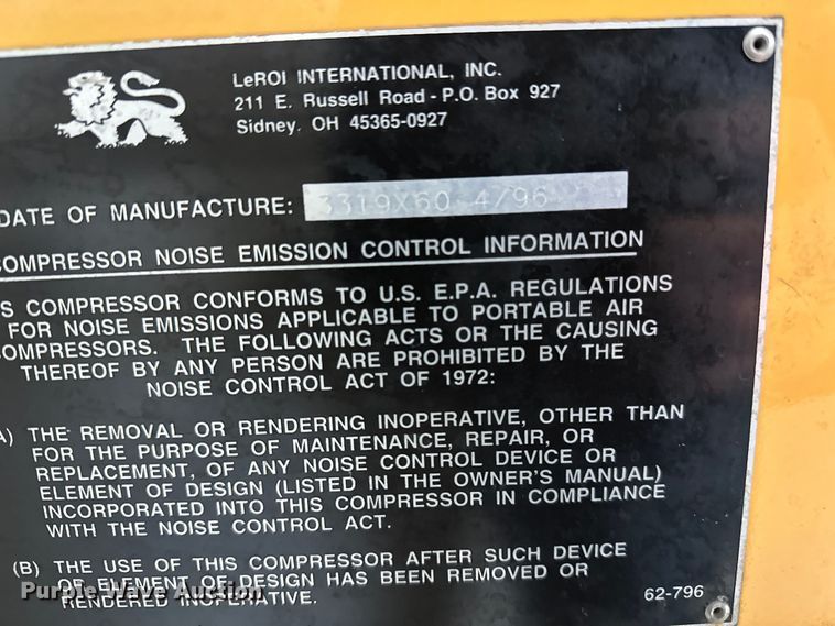 image for item DW4376 1996 Leroi air compressor