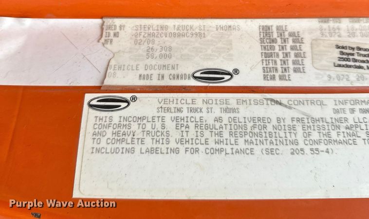 image for item DW4378 2008 Sterling LT9500 Series dump truck