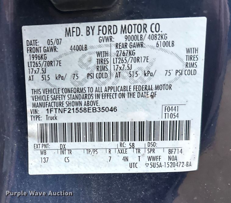 image for item DW4380 2008 Ford F250 Super Duty XL pickup truck