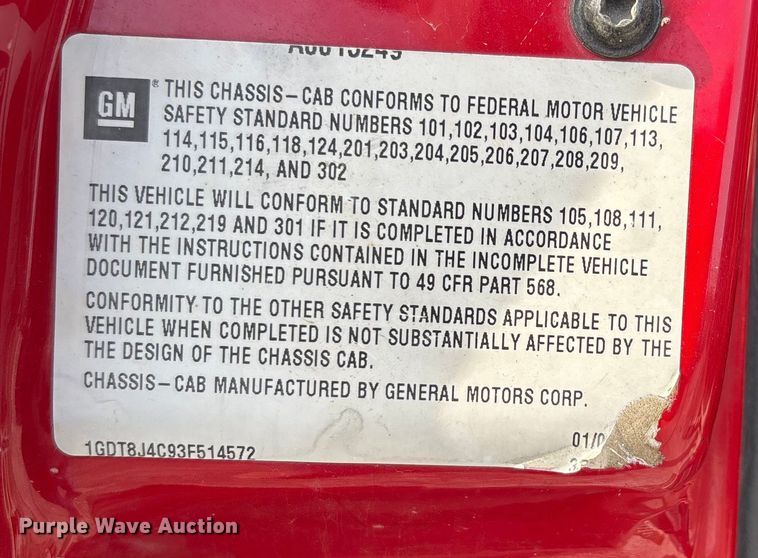 image for item DW7270 2003 GMC C8500 dump truck