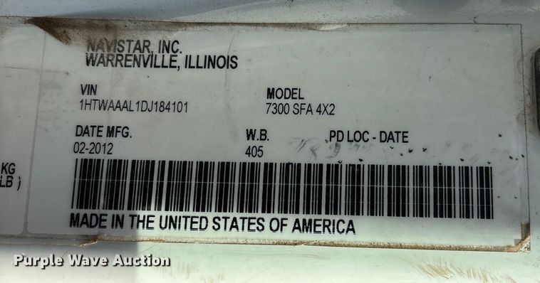 image for item DW7271 2013 International WorkStar 7300 dump truck