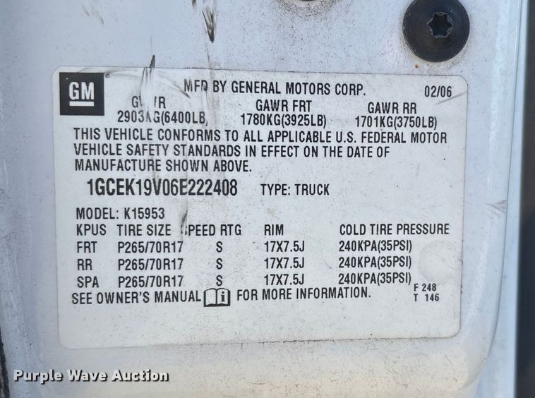 image for item DW7282 2006 Chevrolet Silverado 1500 Ext. Cab pickup truck