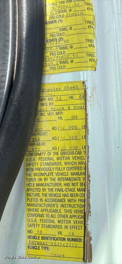 image for item DW7284 2005 International 7400 dump truck