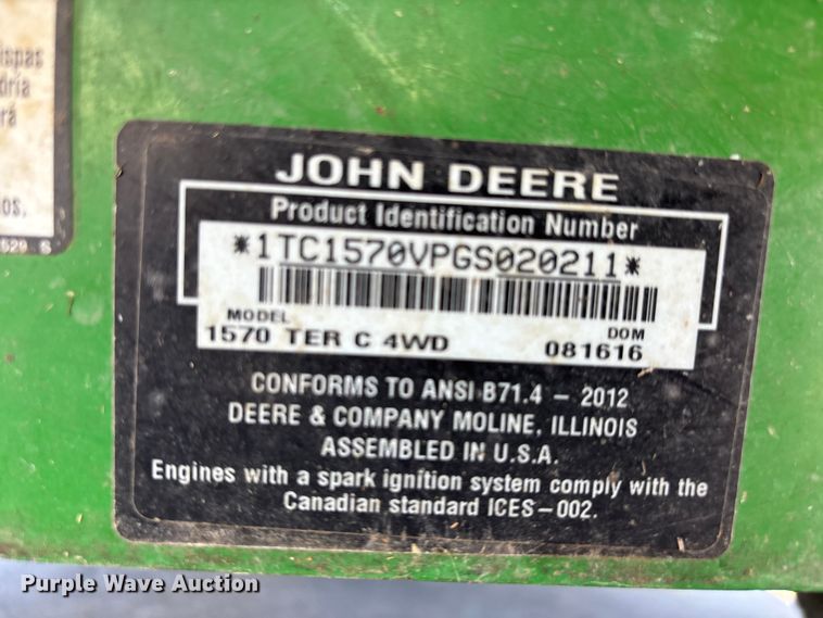 image for item DW7289 John Deere 1570 Terraincut ZTR lawn mower