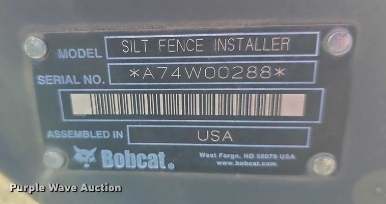 image for item DZ3637 Bobcat skid steer silt fence installer