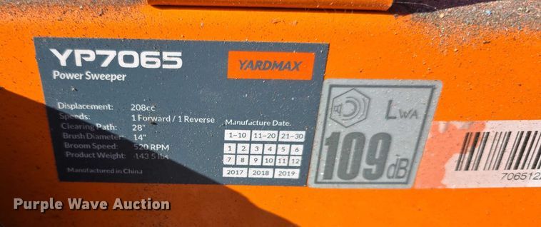 image for item DZ3650 Yardmax YP7065 walk behind broom