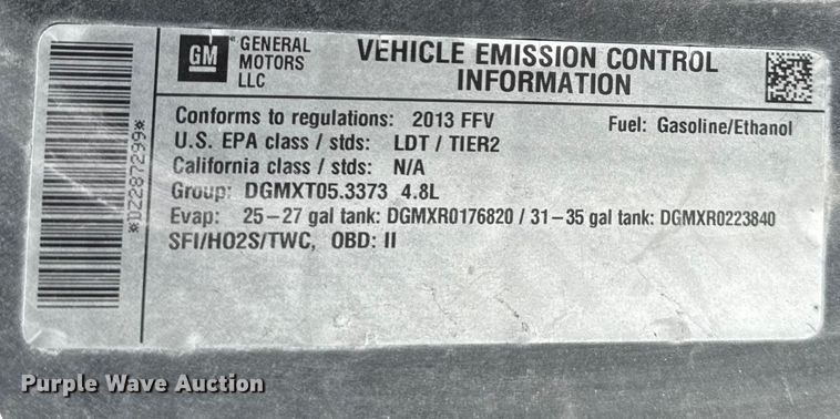 image for item EA2054 2013 Chevrolet Silverado 1500 Ext. Cab pickup truck