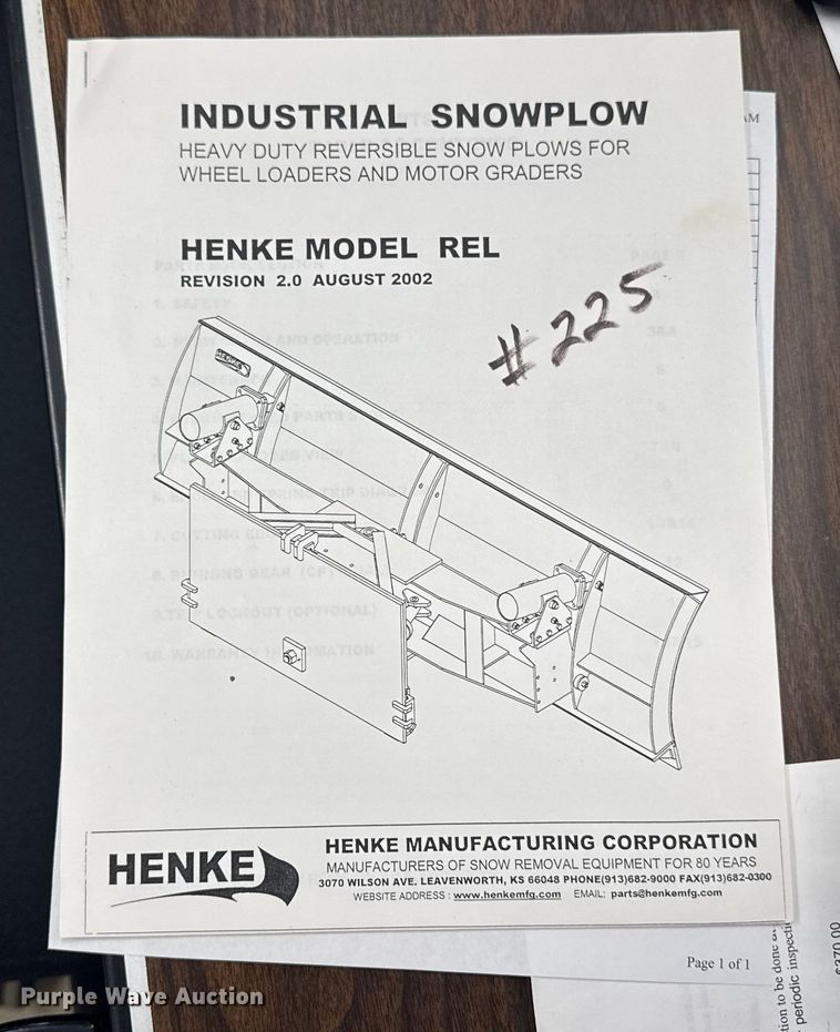 image for item EA2056 Henke REL 12 wheel loader snow plow
