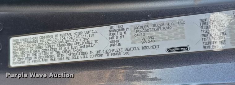 image for item EA2057 2014 Freightliner 108SD dump truck