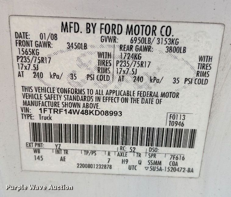 image for item EA7052 2008 Ford F150 pickup truck