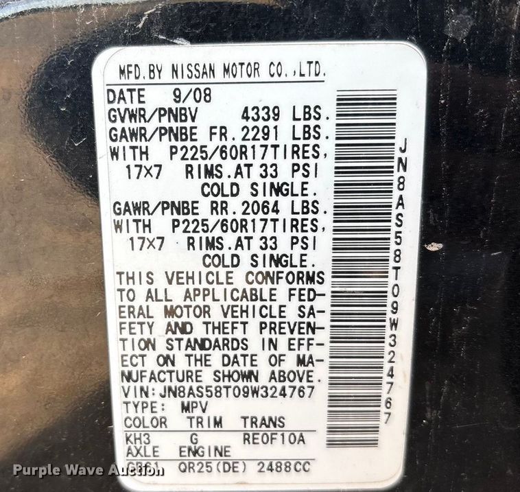 image for item EA7628 2009 Nissan Rogue SUV