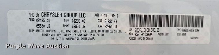 image for item EA7631 2011 Dodge Charger Police 