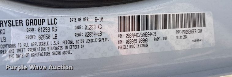 image for item EA7634 2010 Dodge Charger 