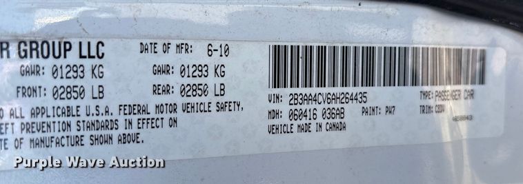 image for item EA7636 2010 Dodge Charger 