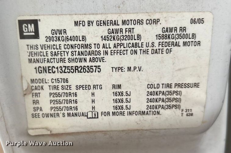 image for item EA7652 2005 Chevrolet Tahoe SUV
