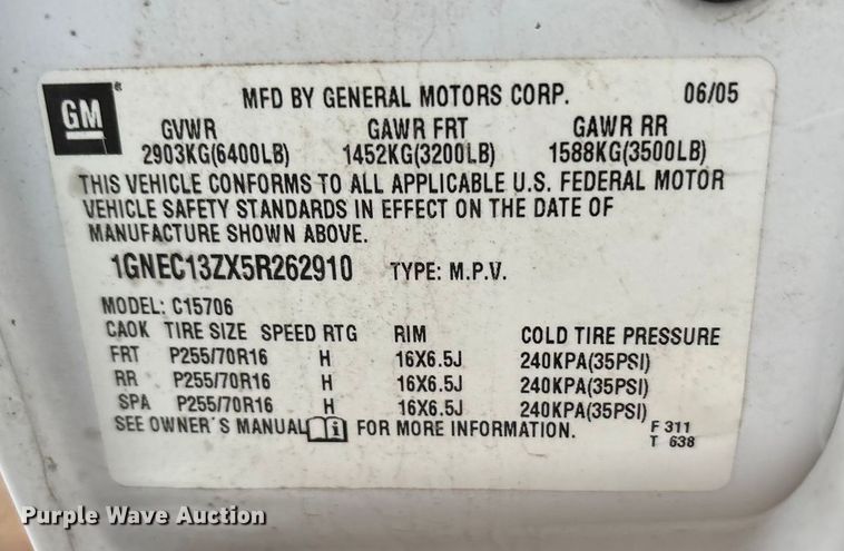 image for item EA7653 2005 Chevrolet Tahoe SUV