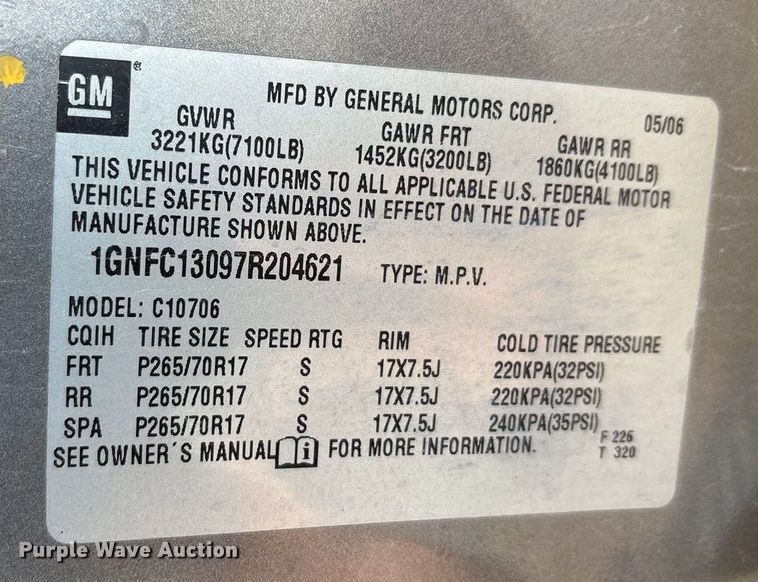 image for item EA7654 2007 Chevrolet Tahoe SUV