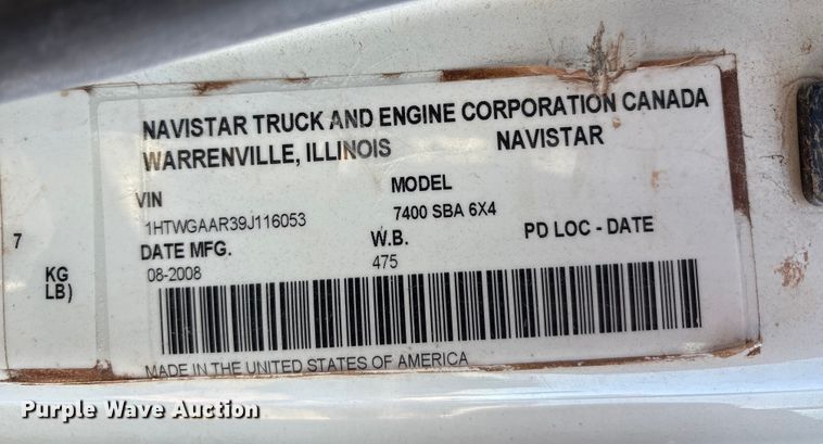 image for item EA7655 2009 International SF625 dump truck