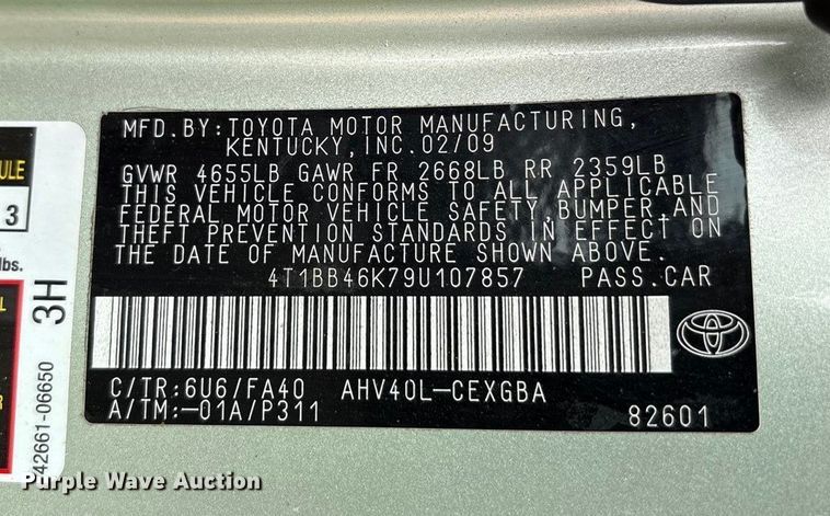 image for item EA7661 2009 Toyota Camry 