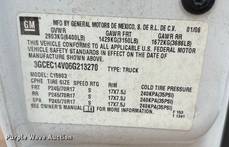 image for item EA7672 2006 Chevrolet Silverado 1500 pickup truck