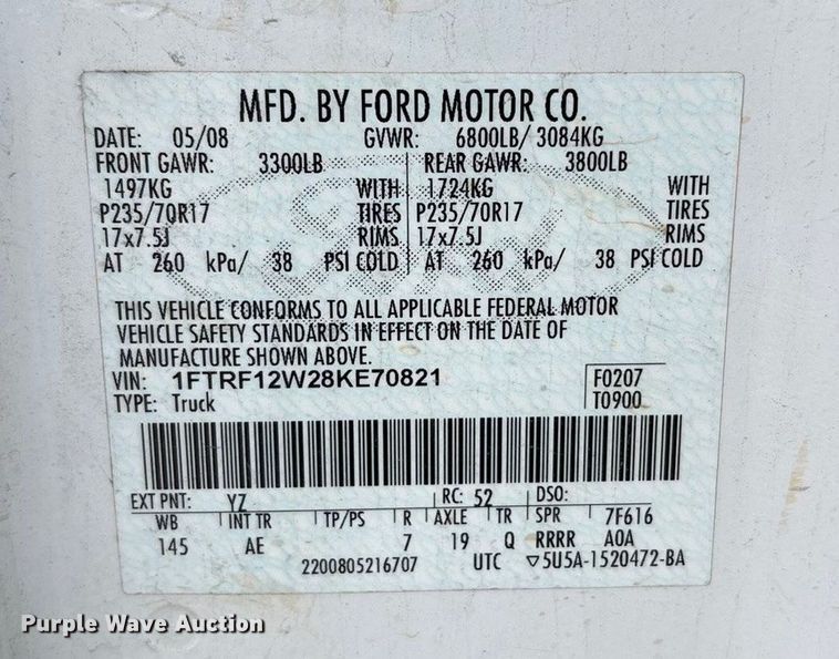 image for item EA7673 2008 Ford F150 pickup truck