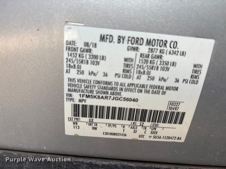 image for item EA7680 2018 Ford Explorer Police Interceptor SUV