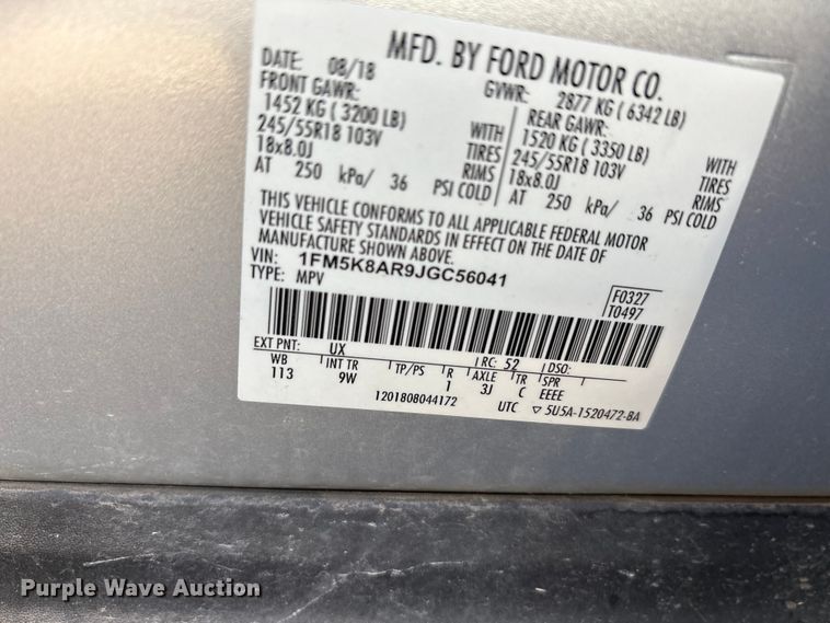 image for item EA7681 2018 Ford Explorer Police Interceptor SUV