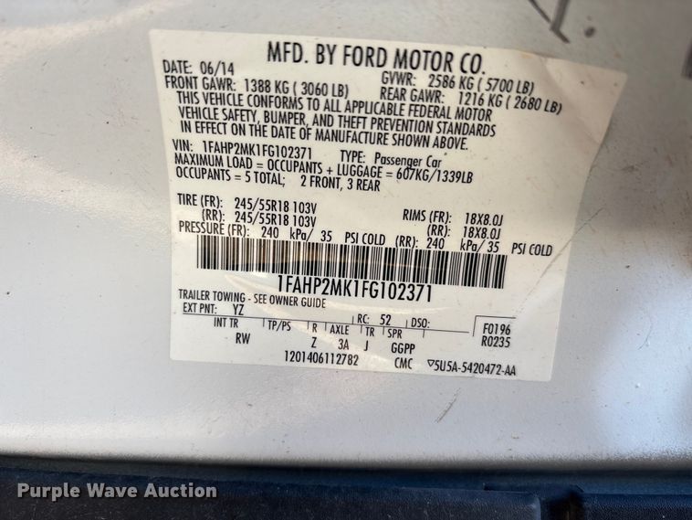 image for item EA7684 2015 Ford Taurus Police Interceptor 