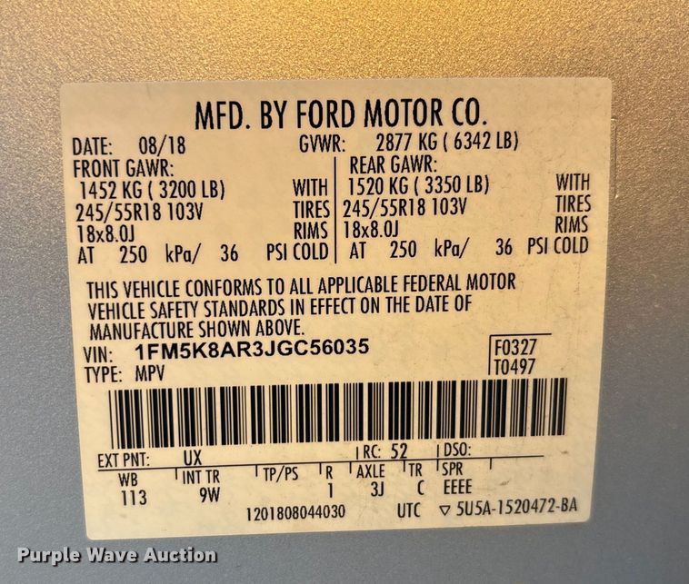 image for item EA7693 2018 Ford Explorer Police Interceptor SUV