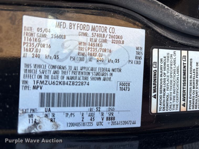 image for item EA7697 2004 Ford Explorer SUV