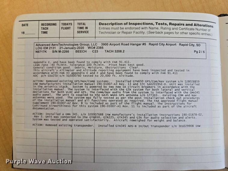 image for item EB1158 1980 Beechcraft Sundowner C23 airplane