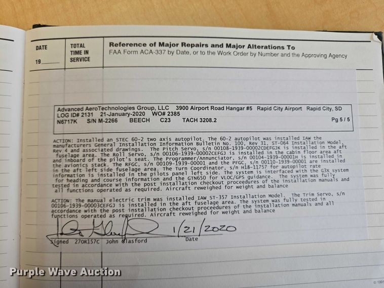 image for item EB1158 1980 Beechcraft Sundowner C23 airplane