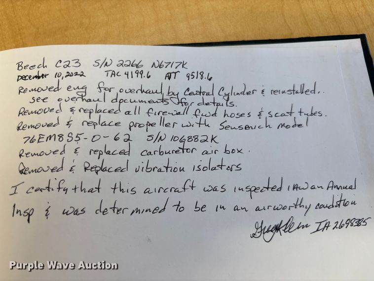 image for item EB1158 1980 Beechcraft Sundowner C23 airplane