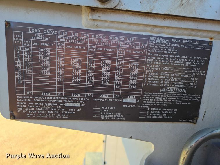 image for item EB1159 2001 GMC C7500 digger derrick truck