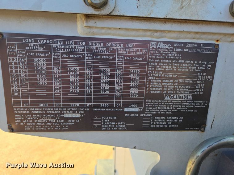 image for item EB1159 2001 GMC C7500 digger derrick truck