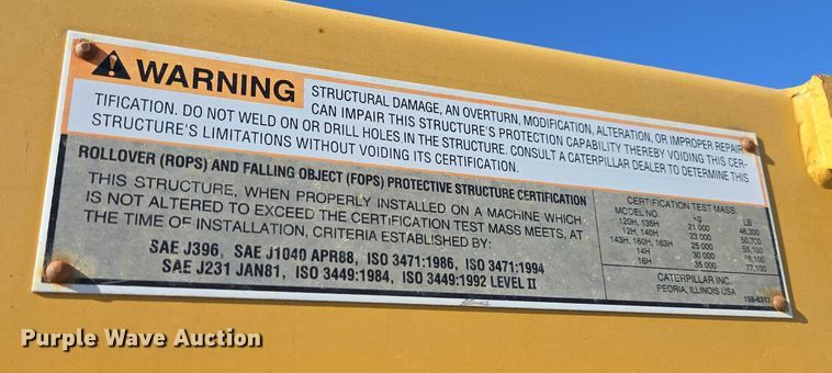 image for item EB1166 2002 Caterpillar 140H VHP motor grader