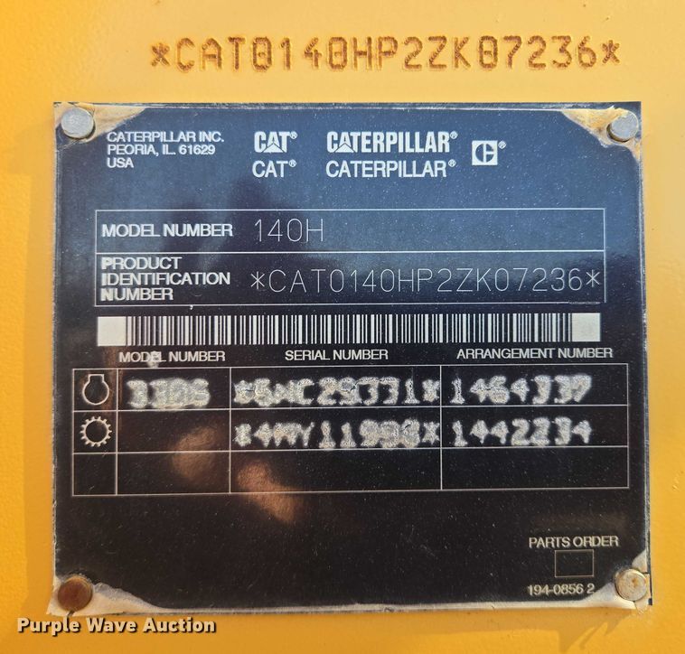 image for item EB1166 2002 Caterpillar 140H VHP motor grader