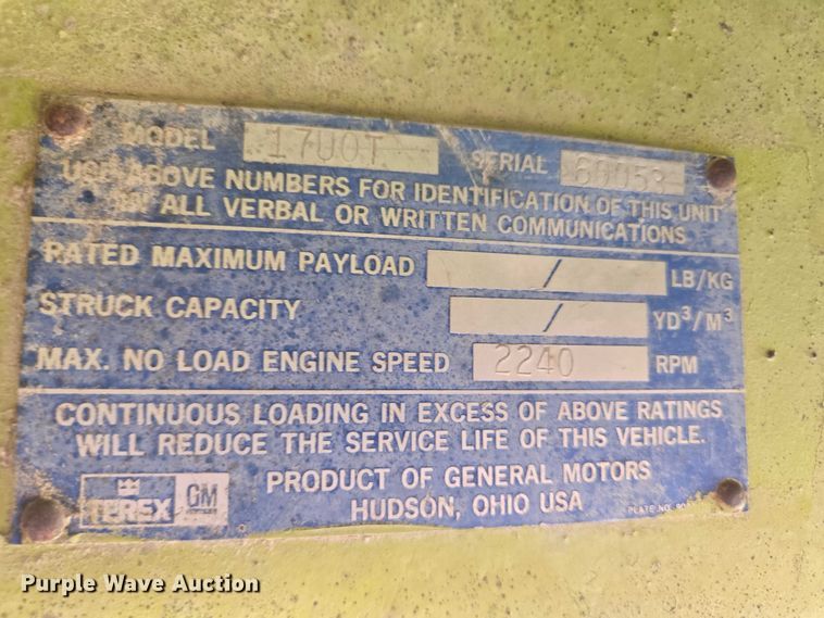 image for item EB1178 1974 Terex TS-14B conventional scraper 