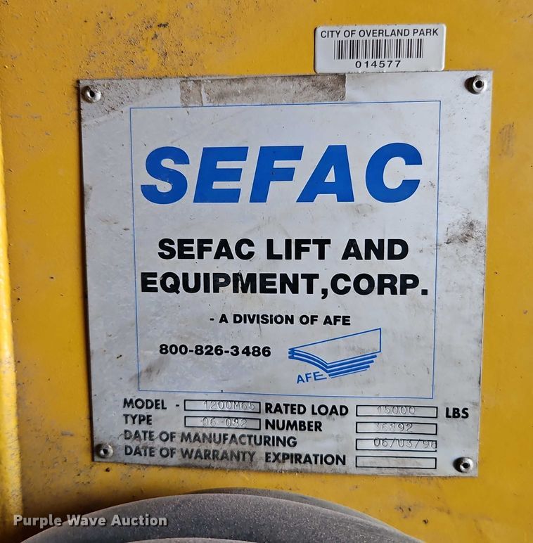 image for item EB8452 1996 Sefac 1200M65 four post automotive lift