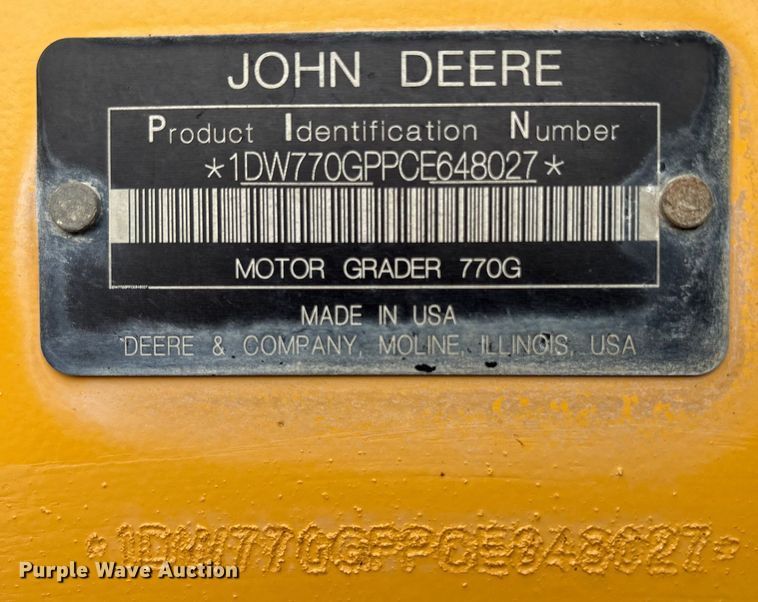 image for item ED1488 2012 John Deere 770GP motor grader