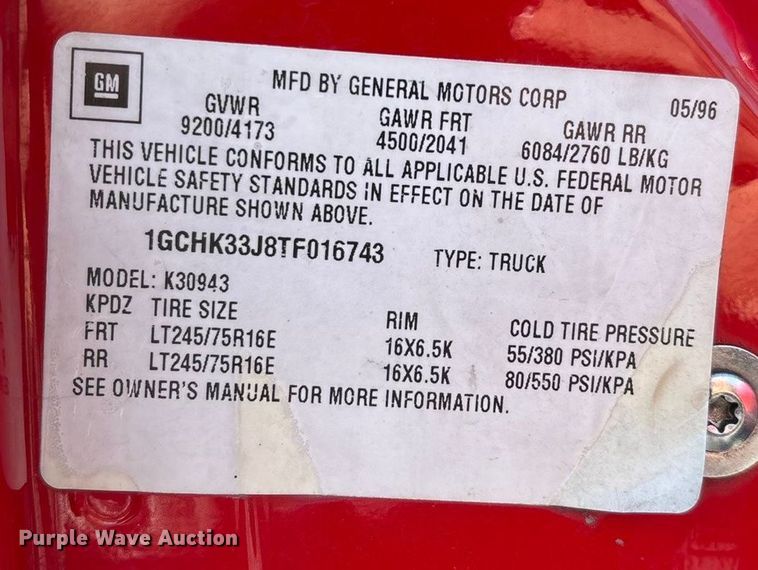 image for item ED2383 1996 Chevrolet K3500 Crew Cab pickup truck