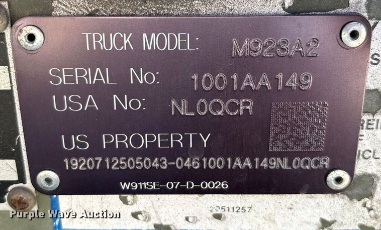 image for item ED2395 1989 AMGN M923A2 tanker fire truck